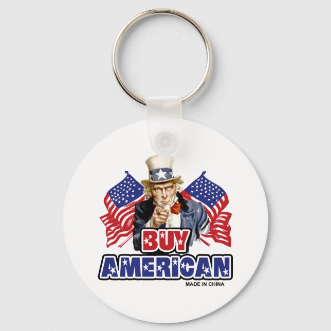 Chaveiro Buy American ( Made In China ) - Funny Joke (Frente)