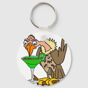 Chaveiro Buzzard ou abutre engraçado que bebem Margarita