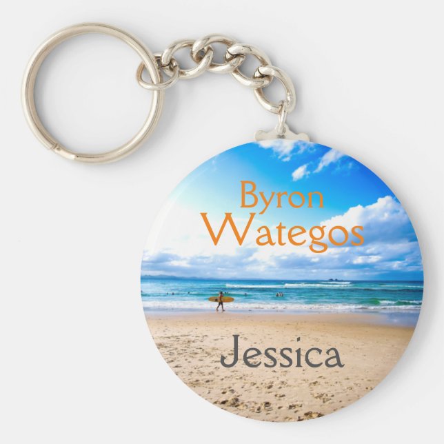 Chaveiro Byron Bay Wategos Beach Personalizado (Frente)