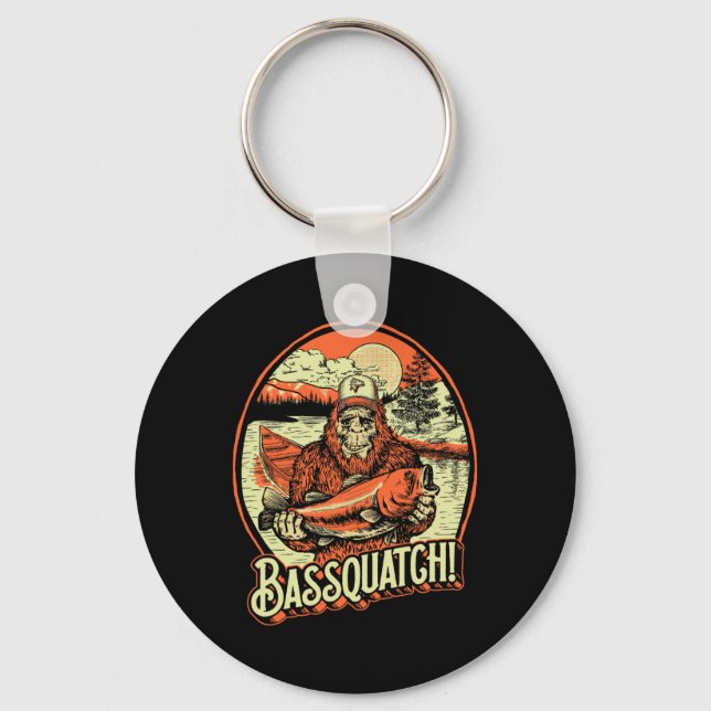 Chaveiro Byssquatch! Byss Pescador Sasquatch Engraçado Bigf (Frente)