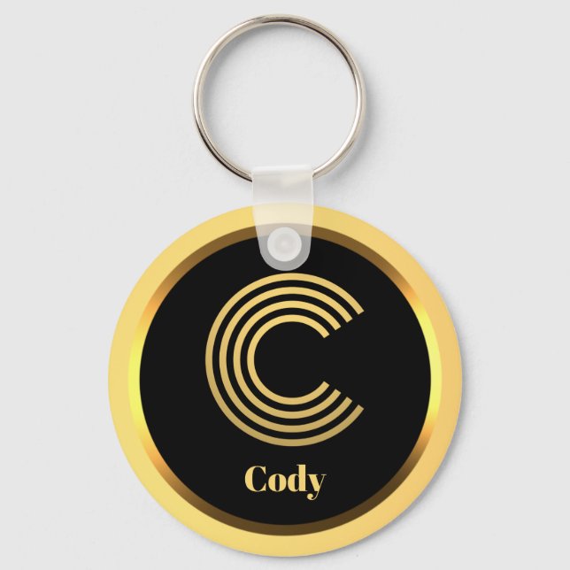 Chaveiro C Monograma Dourado Personalizado (Frente)
