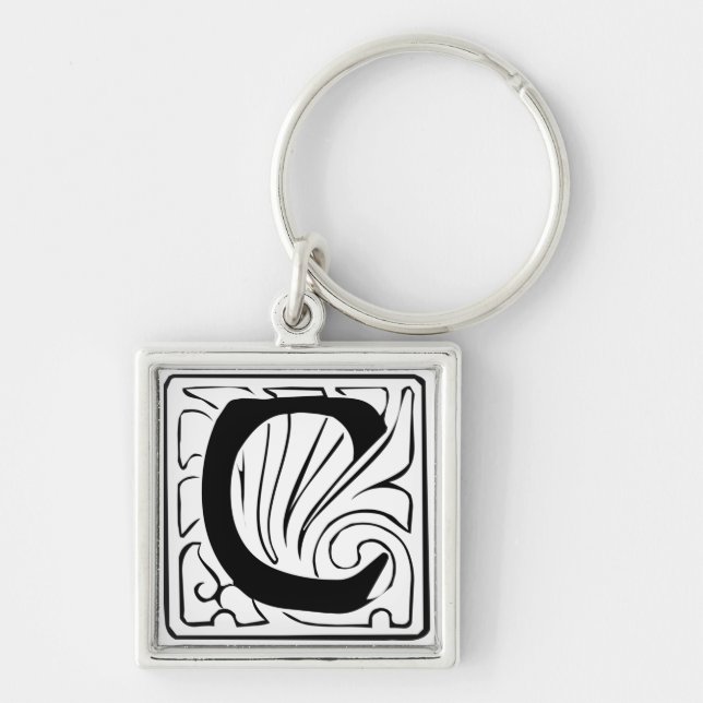 Chaveiro C Monogramm schwarz weiß Schlüsselanhänger (Frente)