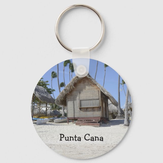 Chaveiro cabana de grama numa praia tropical (Frente)