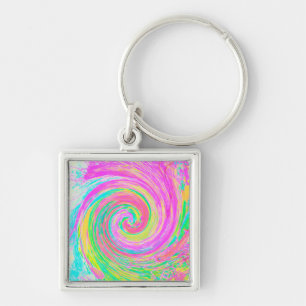 Chaveiro Cabeça Abstrato, cor-de-rosa e espiral líquida a