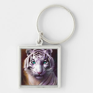 Chaveiro Cabeça Branca de Tigre com Olhos Mesmerizados