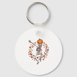 Chaveiro Cabeça de Abóbora de Esqueleto Dançante de Hallowe