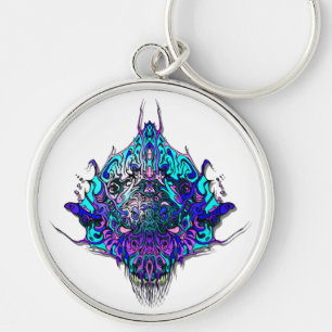Chaveiro Cabeça de alienígena - azul e roxo