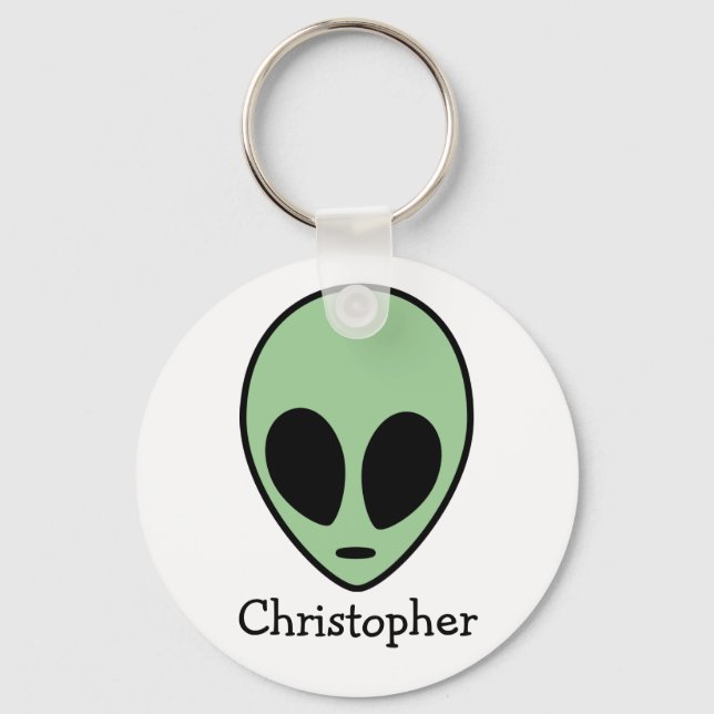 Chaveiro Cabeça de Alienígena Verde Personalizada (Frente)