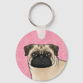 Chaveiro Cabeça de Cachorro Pug Cor de Cervo em Close-Up so