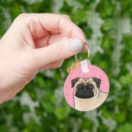 Chaveiro Cabeça de Cachorro Pug Cor de Cervo em Close-Up so