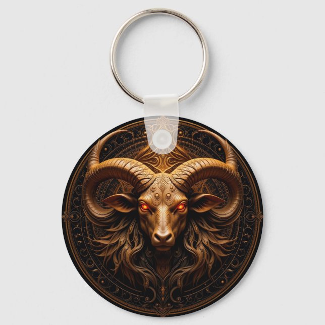 Chaveiro Cabeça de Carneiro Ornamentada Dourada (Frente)