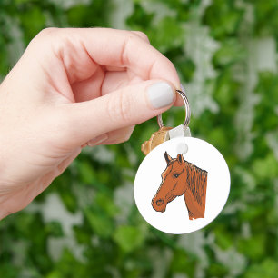 Chaveiro Cabeça de Cavalo Marrom Animal de Fazenda