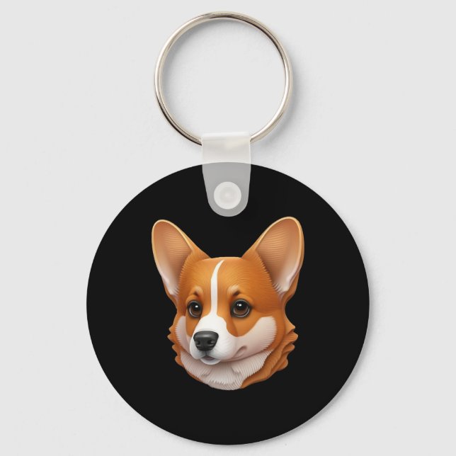 Chaveiro Cabeça de corgi fofo (Frente)