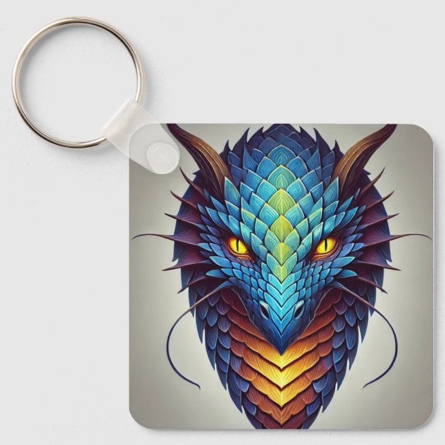 Chaveiro Cabeça de Dragão Azul (Frente)