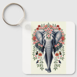 Chaveiro Cabeça De Elefante E Flores