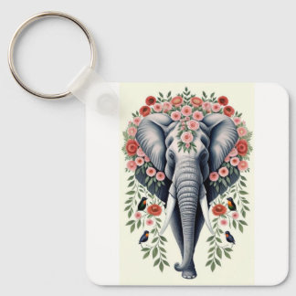 Chaveiro Cabeça De Elefante E Flores