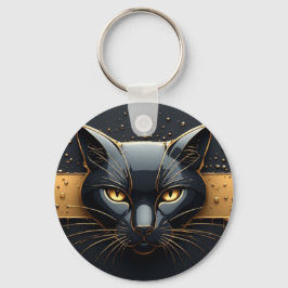 Chaveiro Cabeça de Gato Preto com Design de Gotejamento Dou