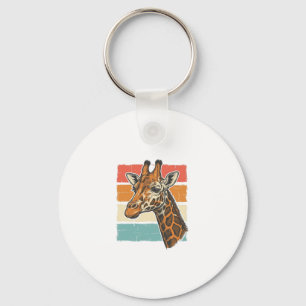 Chaveiro Cabeça de Girafa Vintage Design Vetorial do Pôr do