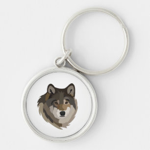 Chaveiro Cabeça de Lobo Animal Cinza Lobo Selvagem