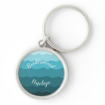 Cabeça de Praia Blue Waves Bridesmaid com Nome
