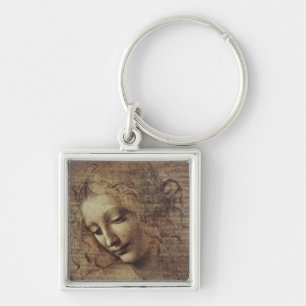 Chaveiro Cabeça de uma jovem mulher com cabelo Tousled ou,