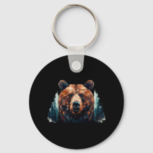 Chaveiro Cabeça De Urso Geométrico Com Paisagem B Da Árvore
