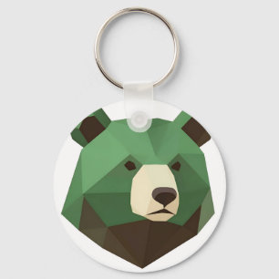 Chaveiro Cabeça de Urso Geométrico Low Poly