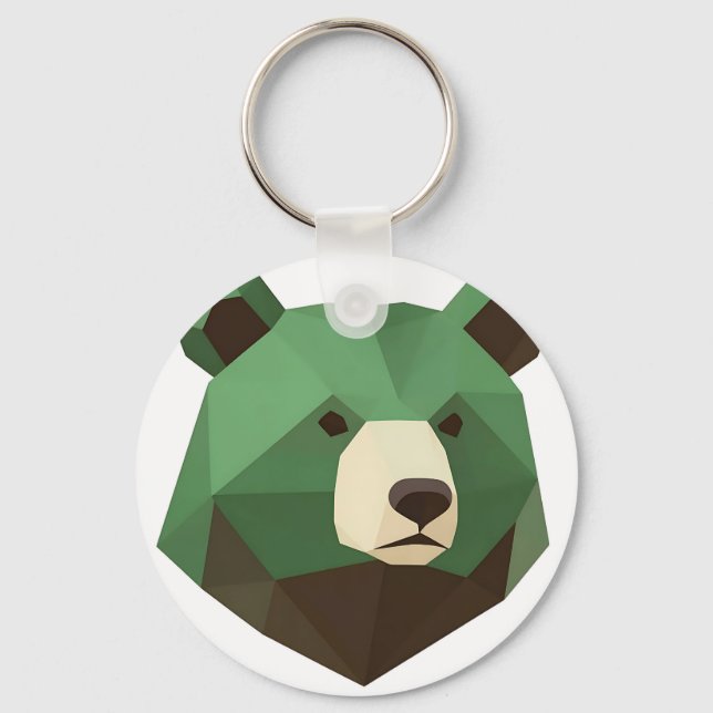 Chaveiro Cabeça de Urso Geométrico Low Poly (Frente)