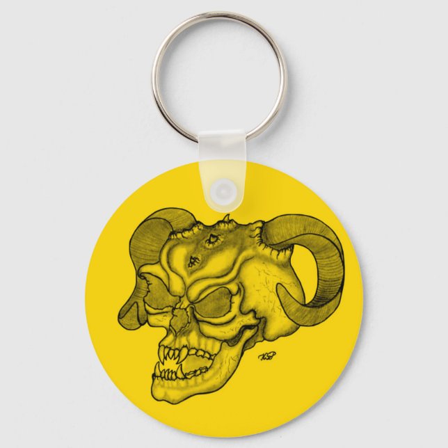 Chaveiro Cabeça do diabo preto e Design amarelo (Frente)