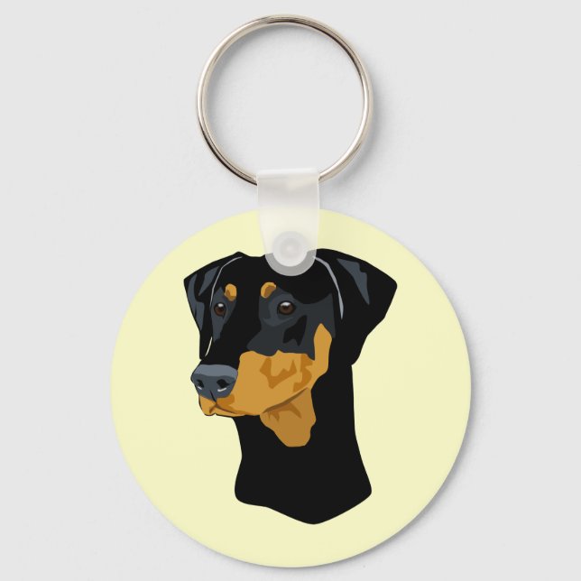 Chaveiro Cabeça do Doberman, Preta, Descortada (Frente)