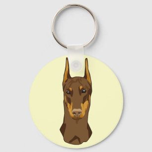 Chaveiro Cabeça do Doberman, vermelha