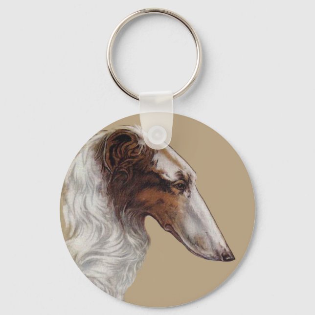 Chaveiro Cabeça do vintage do Borzoi (Frente)