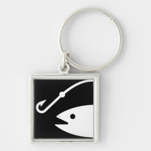 Chaveiro Cabeça e gancho dos peixes - preto e branco