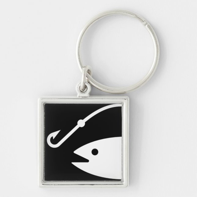 Chaveiro Cabeça e gancho dos peixes - preto e branco (Frente)