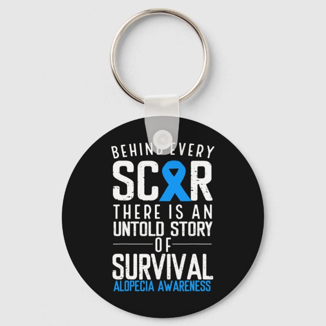 Chaveiro Cabelo Balançoso Perda Azul Fita Alopecia Areata A (Frente)