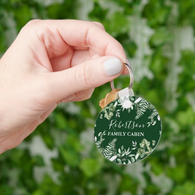 Chaveiro Cabina de família Aquarela Ivy Sage Ferns Green (Mão)