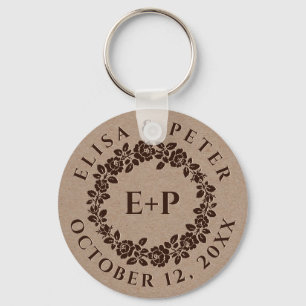 Chaveiro Cabina de rosa embutida no casamento de papel kraf