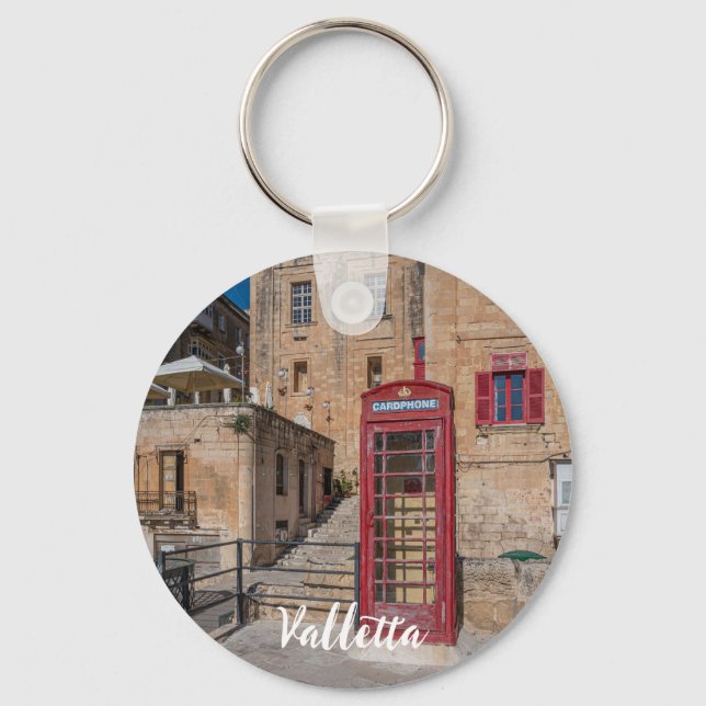 Chaveiro Cabine telefônica vermelha em La Valetta Malta (Frente)