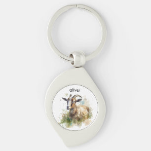 Chaveiro Cabra de Fazenda em Aquarela, personalizado