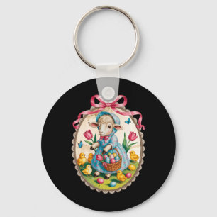 Chaveiro Caça ao Ovo do Coelho de Páscoa Cordeiro Arco Rosa