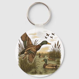 Chaveiro Caça ao Pato-Mallard-Retro-Voador, 