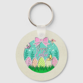 Chaveiro Caça de Ovo de Páscoa e Borboletas Coloridas