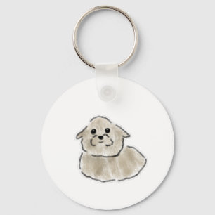 Chaveiro Cachorrinho Fofo e Felpudo Bege Doodle