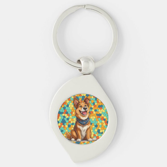 Chaveiro Cachorro alegre em estilo de desenho animado (Frente)