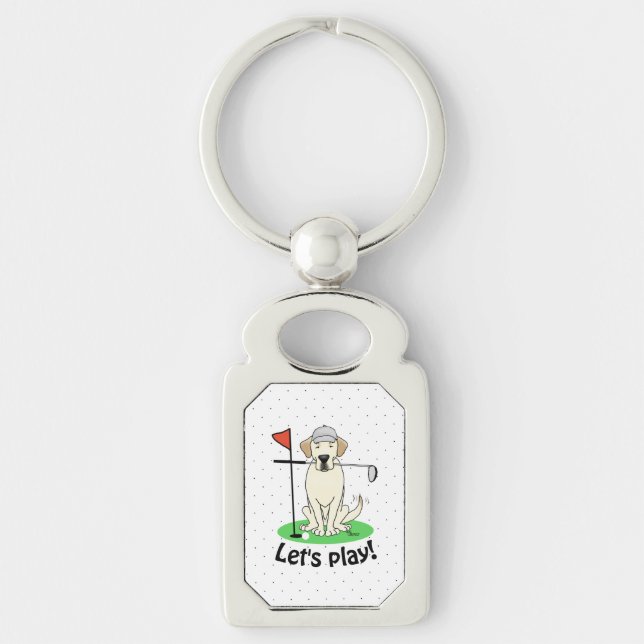 Chaveiro Cachorro Amarelo Labrador de Golfe (Frente)