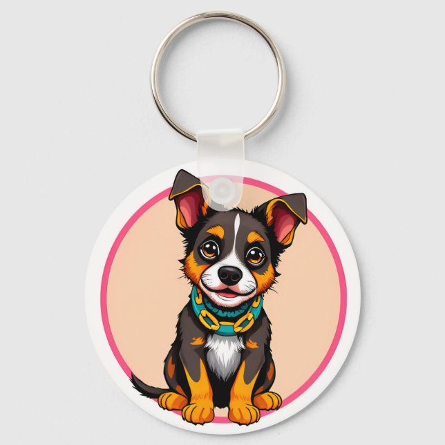 Chaveiro Cachorro Animado Fofo com Coleira (Frente)