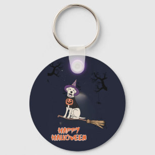 Chaveiro Cachorro ao Luar – Cão de Halloween com Chapéu de