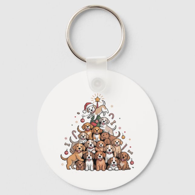 Chaveiro Cachorro Árvore de Natal Bonito Árvore de Natal de (Frente)