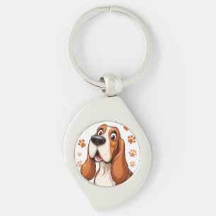 Chaveiro Cachorro Basset Alegre com Impressões de Pata Lara