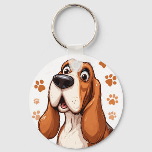 Chaveiro Cachorro Basset Alegre com Impressões de Pata Lara